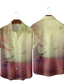 זול חולצות מודפסות לגברים-בגדי ריקוד גברים חולצה דפוס גראפי חיה צווארון מתקפל קזו&#039;אל יומי שרוולים קצרים צמרות מעצב יום יומי הוואי פוקסיה