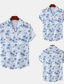 cheap Men&#039;s Casual Shirts-Men&#039;s Shirt Other Prints Tree Geometry Turndown Home Street Print Short Sleeve Tops Cotton 2pcs Ethnic Style Vintage Streetwear western style Blue / White / Summer / Summer / Club