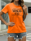 olcso Női pólók-Női Hétköznapi Alkalmi Póló Grafika Tehén Szöveg Rövid ujjú Nyomtatott Kerek Alap Felsők 100% pamut Lóhere Fehér Fekete S