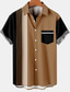 baratos camisas masculinas casuais-Homens Camisa Social camisa de verão Bloco de cor Aberto para a Lateral Marron Ao ar livre Rua Manga Curta Botão para baixo Roupa Moda Casual Respirável Confortável