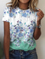 cheap Women&#039;s T-shirts-Women&#039;s T shirt Tee Designer 3D Print Floral Graphic Design Short Sleeve Round Neck Casual Holiday Print Clothing Clothes Designer Basic Green Blue Purple