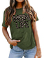 abordables Camisetas de mujer-camiseta mujer basic print cheetah print basic cuello redondo camiseta manga stard verano verde guisante azul blanco negro rojo oscuro