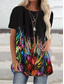 Χαμηλού Κόστους T-Shirt Φορέματα-Γυναικεία Κοντομάνικο φόρεμα Μίνι φόρεμα Μαύρο Μισό μανίκι Φλοράλ Στάμπα Στάμπα Φθινόπωρο Καλοκαίρι Στρογγυλή Λαιμόκοψη Καθημερινό 2022 Τ M L XL XXL 3XL