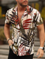 billiga Skjortor med tryck för män-Herr Skjorta Hawaii skjorta Aloha Löv Nedvikt Röd / vit Purpur Grön Tryck Ledigt Dagligen Kortärmad Button-Down Mönster Kläder Mode Designer Ledigt