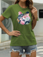 abordables Camisetas de mujer-Mujer Casual Noche Camiseta Graphic Oso Animal Manga Corta Estampado Escote Redondo Básico Tops 100% Algodón Verde Trébol Blanco Negro S