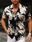 billiga Tropiska skjortor-Herr Skjorta Hawaii skjorta Blommig Aloha Nedvikt Ljusgul Svartvit Rodnande Rosa Rubinrött Blå Tryck Ledigt Dagligen Kortärmad Mönster Button-Down Kläder Mode Designer Ledigt