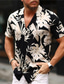 billige Hawaiiskjorter-Herre Skjorte Hawaii skjorte Blomstret Aloha Aftæpning Lysegul Sort / Hvid Lyserød Rød Blå Trykt mønster Afslappet Daglig Kortærmet Trykt mønster Knap ned Tøj Mode Designer Afslappet