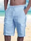 tanie Szorty casualowe-Męskie Codzienny Hawajskie Szorty Szorty plażowe Multi Pocket Elastyczna konstrukcja ze sznurkiem Do kolan Spodnie Na co dzień Plaża Nieelastyczny Jednokolorowe Średni Talia Biały Czarny Niebieski