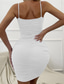 cheap Plain Dress-Women's Mini Dress Party Dress Bodycon Sheath Dress Slip Dress Stylish Sexy Holiday Going out Weekend Slim Pure Color Sleeveless V Neck Spaghetti Strap Black Wine Purple Orange Summer Spring