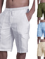 cheap Casual Shorts-Men&#039;s Shorts Beach Shorts Multi Pocket Elastic Drawstring Design Casual Hawaiian Dailywear Beach Inelastic Solid Color Mid Waist White Black Blue M L XL