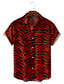 זול חולצות מודפסות לגברים-בגדי ריקוד גברים חולצה דפוס גראפי נמר צווארון קלאסי מפלגה יומי דפוס שרוולים קצרים צמרות מעצב סגנון רחוב הוואי שחור אדום