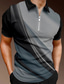 cheap Graphic Polo-Men&#039;s Polo Shirt Golf Shirt T shirt Tee Zip Sports Fashion Casual Short Sleeve Black / Gray Navy Blue Black+White Streamer 3D Print Turndown Zip Casual Daily Zipper Clothing Clothes Sports Fashion