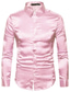 billige Dresskjorter-menns sateng luksuskjoleskjorter lange ermer glatt rynkefri smokingskjorte bryllupsfest danseball kjemi-rosa hvit svart behagelige sommerskjorter