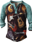 baratos Camisetas masculinas casuais-Homens Camisa Henley Camiseta Impressão 3D Gráfico Bloco de cor Guitarra Henley Rua Casual Botão para baixo Imprimir Manga Longa Blusas Básico Moda Clássico Confortável Azul / Esportes