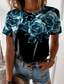 preiswerte T-Shirt-Damen T Shirt Design 3D-Druck Blumen Graphic Design Kurzarm Rundhalsausschnitt Alltag Festtage Bedruckt Kleidung Design Basic Grün Schwarz Blau