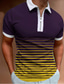 billiga klassisk polo-Herr POLO Shirt Golftröja Grafisk Nedvikt Ledigt Dagligen Kortärmad Blast Ledigt A Blå Purpur / Sommar