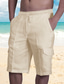 ieftine Pantaloni scurți casual-Bărbați Casual Hawaiană Pantaloni Scurți Pantaloni scurți de plajă Multi Buzunare Design Elastic cu Cordon Lungimea genunchiului Pantaloni Zilnice Plajă Inelastic Culoare solidă Talie medie Alb Negru