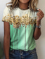 billige T-skjorter til kvinner-Dame T skjorte Designer 3D-utskrift Grafisk Design Kortermet Rund hals Avslappet Trykt mønster Klær Klær Designer Grunnleggende Grønn Blå Rosa