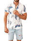 voordelige Overhemden met print voor heren-Voor heren Overhemd Hawaiiaans overhemd Aloha Bladeren Strijkijzer Zwart Wit Khaki Print Buiten Straat Korte mouw Button-omlaag Kleding Modieus Ontwerper Casual Ademend