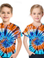 baratos Visão 3D e Geometria do Menino-Infantil Para Meninos Para Meninas Camisa Manga Curta Impressão 3D Tintura Tie Dye Preto Azul Rosa Crianças Blusas Primavera Verão Básico Estilo bonito Diário Ao ar livre Normal 3-12 anos