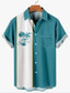 baratos camisas masculinas casuais-Homens Camisa Social Bloco de cor Árvore Aberto para a Lateral Rua Casual Botão para baixo Imprimir Manga Curta Blusas Casual Roupa de rua Havaiana Respirável Verde Azulado Verde Branco / Verão