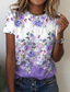 Χαμηλού Κόστους Γυναικεία T-Shirts-Γυναικεία Μπλουζάκι Υψηλής Ποιότητας 3D εκτύπωση Φλοράλ Γραφική Σχέδιο Κοντομάνικο Στρογγυλή Λαιμόκοψη Causal Αργίες Στάμπα Ρούχα Ρούχα Υψηλής Ποιότητας Βασικό Πράσινο του τριφυλλιού Θαλασσί Βυσσινί