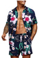 ieftine Seturi cămăși bărbați-Bărbați Cămașă hawaiană Tricou A stabilit Grafic Aloha Răsfrânt Argintiu Roșu / alb Verde / Negru Marea albastră Verde de măsline Tipărire 3D Casual Zilnic Manșon scurt #D Îmbrăcăminte Designer