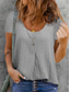 abordables Camisetas de mujer-Mujer Camiseta henley Camiseta Plano Botón Escote Redondo Básico Tops Blanco Negro Azul Piscina