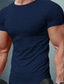 billige Casual T-skjorter for menn-Herre T skjorte Sommer Helfarge Kortermet Crew-hals Avslappet Daglig Klær Klær Lettvekt Fritid Mote Sea Blue Hvit Svart