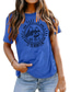 tanie T-shirty damskie-koszulka damska basic print list basic koszulka z okrągłym dekoltem rękaw gwiazda lato groszkowy zielony niebieski biały ciemnoróżowy pomarańczowy