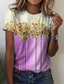 billige T-shirts til kvinde-Dame T-shirt Designer 3D-udskrivning Grafisk Design Kortærmet Rund hals Afslappet Trykt mønster Tøj Tøj Designer Basale Grøn Blå Lyserød