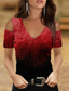 billige T-shirts til kvinde-Dame T-shirt Designer Kortærmet Galakse 3D-udskrivning V-hals Afslappet Weekend Udskæring Trykt mønster Tøj Tøj Designer Basale Grøn Blå Lyserød