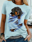 billige T-shirts til kvinde-Dame T-shirt Designer 3D-udskrivning Hund Grafisk 3D Design Kortærmet Rund hals Afslappet Trykt mønster Tøj Tøj Designer Basale Hvid Blå Lyserød