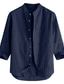 cheap Men&#039;s Casual Shirts-Men&#039;s Shirt Striped Turndown Party Casual Button-Down Long Sleeve Tops Cotton Casual Vintage Streetwear Black Blue Gray / Summer / Summer
