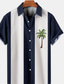 cheap Men&#039;s Casual Shirts-Men&#039;s Shirt Color Block Tree Turndown Street Casual Button-Down Print Short Sleeve Tops Casual Streetwear Hawaiian Breathable Blue-Green Green White / Summer