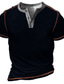 お買い得  ベーシックヘンリー-男性用 ヘンリーシャツ Tシャツ デザイナー 1950年代風 夏 半袖 純色 プラスサイズ ヘンリー 日常 スポーツ パッチワーク ボタンダウン 服装 デザイナー ベーシック 1950年代風 グリーン ブラック ブルー
