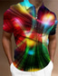 baratos Polo com zíper 3D-Homens Camiseta Polo Camisa de golfe Linear Aberto para a Lateral Preto Impressão 3D Casual Diário Manga Curta Zíper Imprimir Roupa Moda Designer Casual Respirável / Esportes