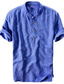 levne pánské neformální košile-pánská košile jednobarevný límeček street sportovní outdoor topy s krátkým rukávem bavlna ležérní denní prodyšné pohodlné henley světle modrá zelená špinavě bílá / léto / pláž