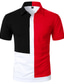cheap Classic Polo-Men&#039;s Collar Polo Shirt Shirt Golf Shirt Dress Shirt Casual Shirt Fashion Simple Color Block Short Sleeve Black / Red Geometry Print Button Down Collar Outdoor Casual Color Block Button-Down Clothing