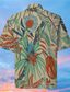 tanie Koszule hawajskie-Męskie Koszula Nadruk Drzewo kokosowe Wieczorne Ulica Codzienny Przycisk w dół Nadruk Krótki rękaw Najfatalniejszy Codzienny Moda Designerskie Hawajskie Beżowy