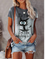 abordables T-shirts Femme-Femme T shirt Tee Design 3D effet Animal Manches Courtes Col Rond Décontractée du quotidien Patchwork Imprimer Vêtements Design basique Gris Violet Marron