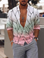 billige Skjorter med tryk til mænd-Herre Skjorte Varm Stempling Grafisk Geometrisk Aftæpning Gade Afslappet Knap ned Trykt mønster Langærmet Toppe Afslappet Mode Åndbart Bekvem Hvid