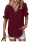 cheap Women&#039;s T-shirts-cross-border new  popular v-neck chiffon shirt stitching fur ball short-sleeved top women