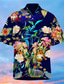tanie Koszule hawajskie-Męskie Koszula Nadruk Kwiaty Wieczorne Ulica Codzienny Przycisk w dół Nadruk Krótki rękaw Najfatalniejszy Codzienny Moda Designerskie Hawajskie Granatowy