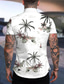 billiga Tropiska skjortor-Herr Skjorta Hawaii skjorta Kokosnötsträd Aloha Nedvikt Ljusrosa Svartvit Vit Ljusgrön Marinblå Tryck Utomhus Gata Kortärmad Mönster Button-Down Kläder Mode Hawaiisk Designer Ledigt