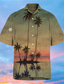 זול חולצות מודפסות לגברים-בגדי ריקוד גברים חולצת הוואי חולצה דפוס נוף שלום עץ קוקוס צווארון מתקפל רחוב קזו&#039;אל כפתור למטה דפוס שרוולים קצרים צמרות מעצב יום יומי אופנתי הוואי חאקי / קיץ