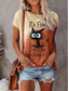 billige T-skjorter til kvinner-Dame T skjorte Designer 3D-utskrift Dyr Kortermet Rund hals Avslappet Daglig Lapper Trykt mønster Klær Klær Designer Grunnleggende Grå Lilla Brun