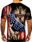 cheap Independence Day T shirts-Veterans Day Men&#039;s Patriot Patriotic Veteran Cross National Flag T shirt Patriotic Shirts Short Sleeve T shirt 3D Print Round Neck Shirt Vintage Sports Fashion Outdoor Street Casual A B C Summer