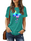 cheap Women&#039;s T-shirts-Women&#039;s T shirt Basic Print Butterfly Animals Round Neck T-shirt Sleeve Standard Summer Black Blue Dark Red Dark Pink Dark Green