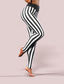 cheap Graphic Leggings-Women&#039;s Normal Tights Leggings Casual / Sporty Athleisure Ankle-Length Mid Waist Stripe Print Tummy Control Butt Lift Comfort Stretchy Yoga Weekend Black Summer Spring &amp;  Fall Slim